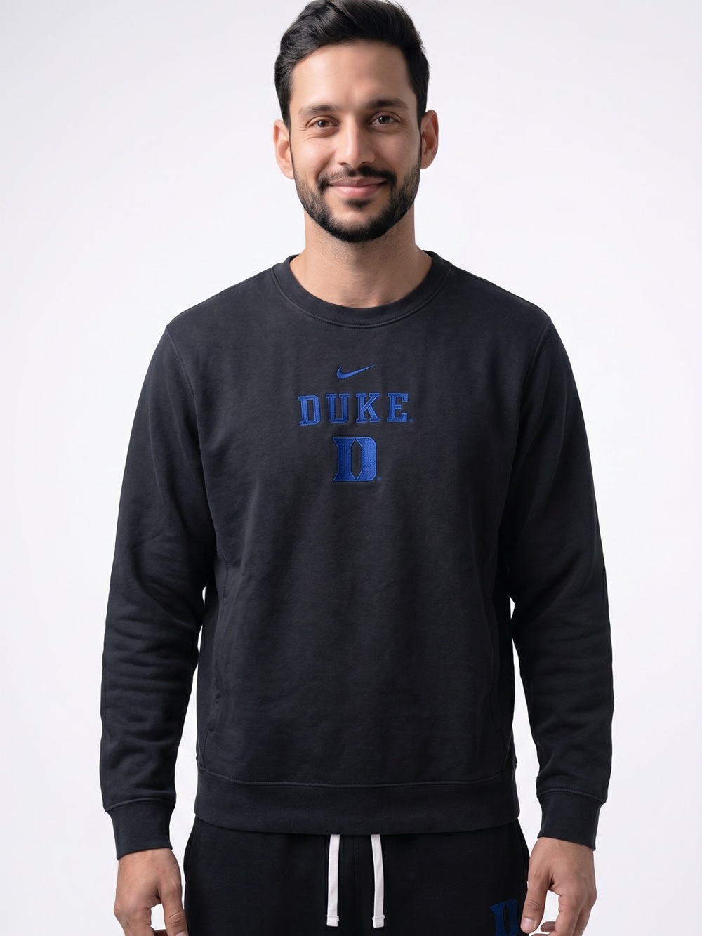 Nike Duke Blue Devils Crewneck Sweatshirt Mens Small Black Embroidered Pullover